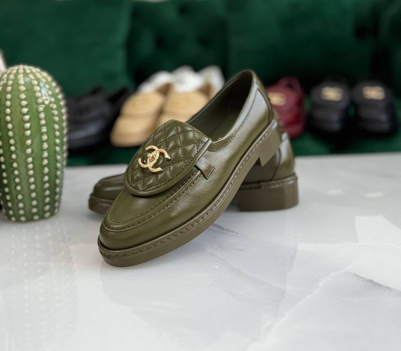 Chanel loafers green