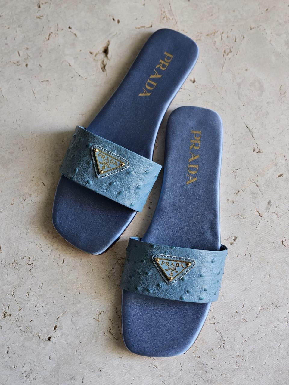Prada slippers ostrich