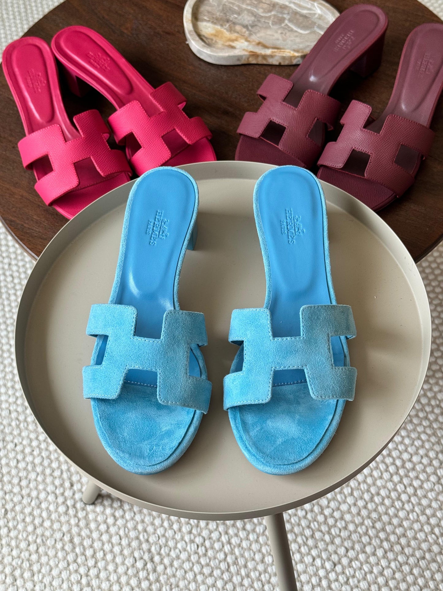 Hermes sandals heels - blue suede