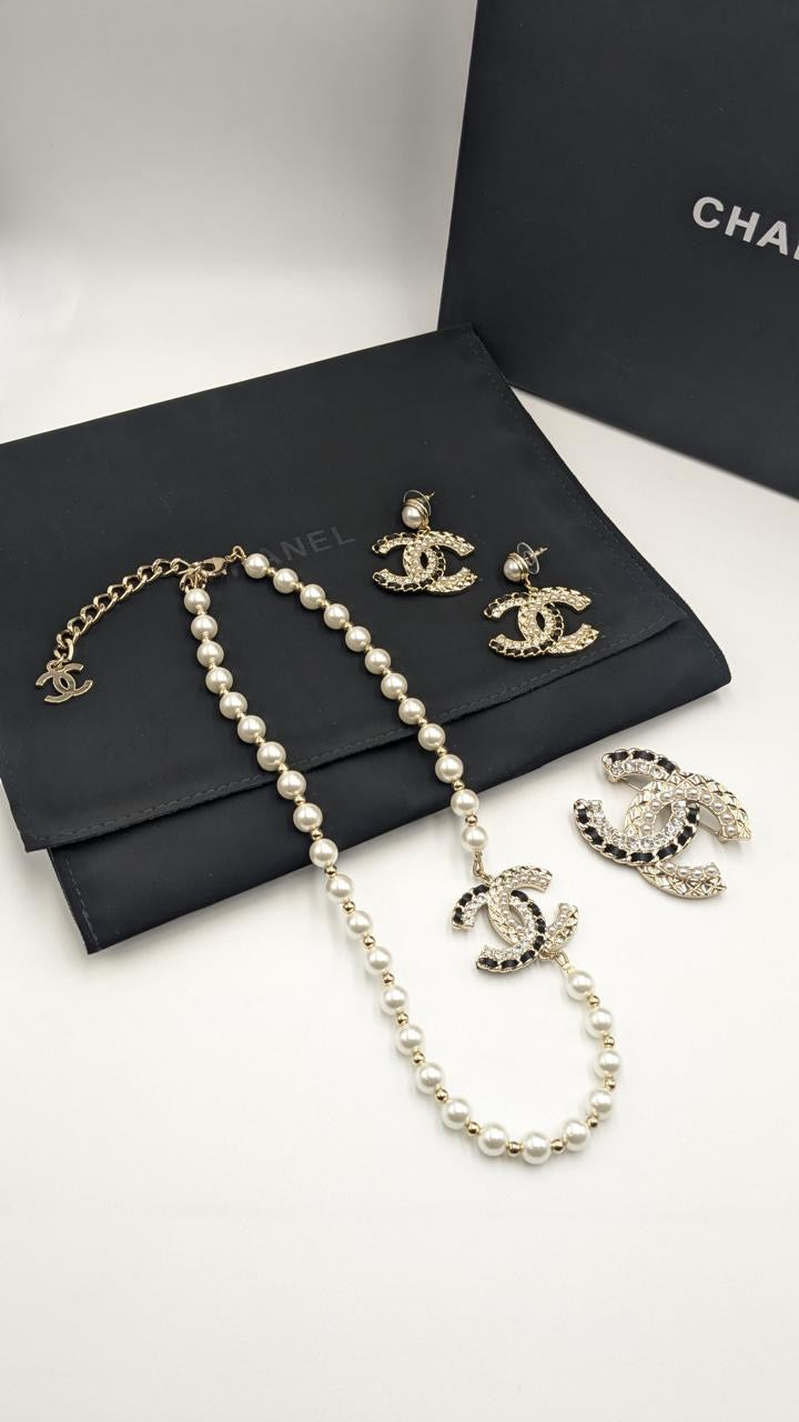 Chanel jewelry set - necklace, earrings & brooch