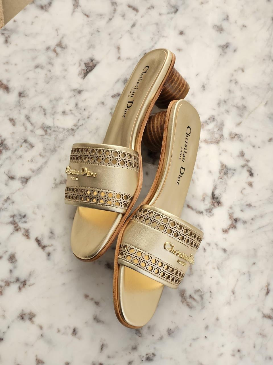 Dior sandals heels - gold