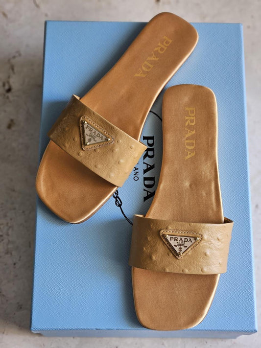 Prada slippers ostrich