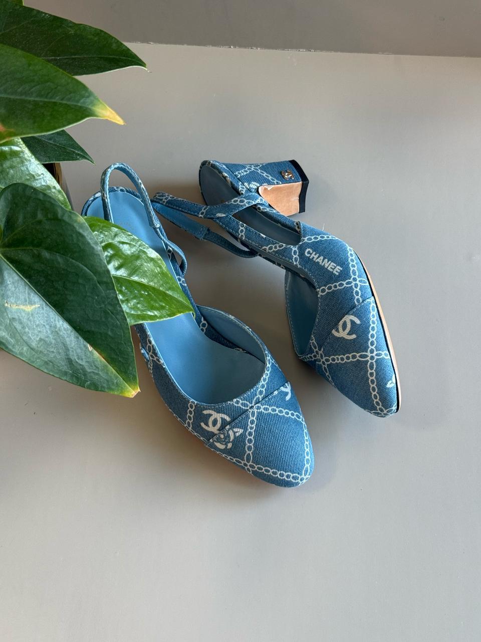 Chanel heels denim