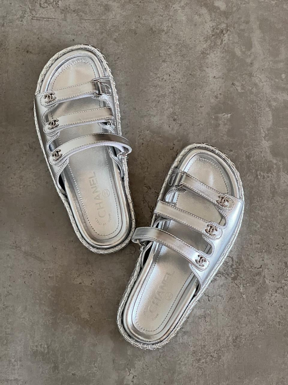 Chanel slippers - silver
