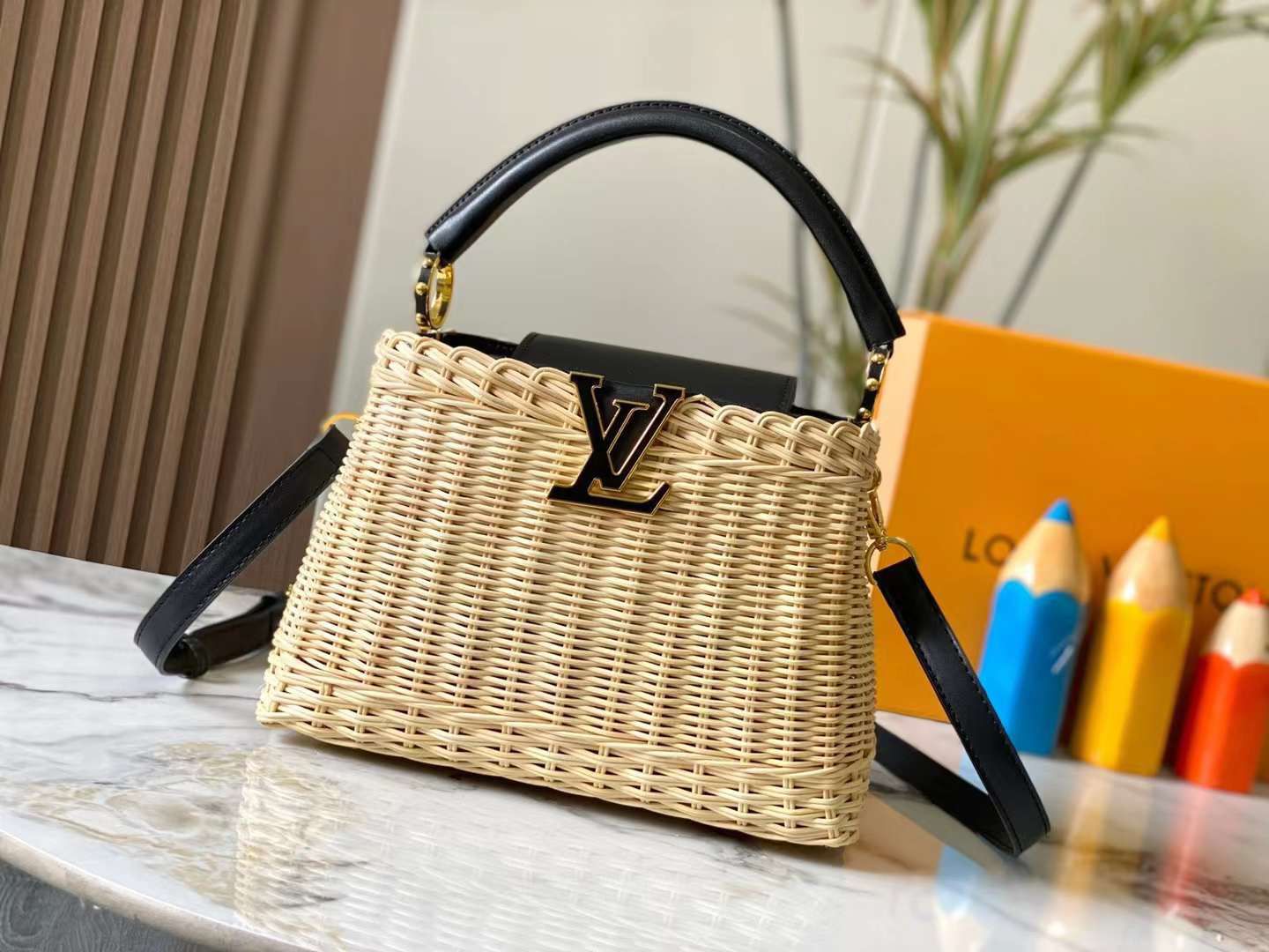 Lv bag straw bag