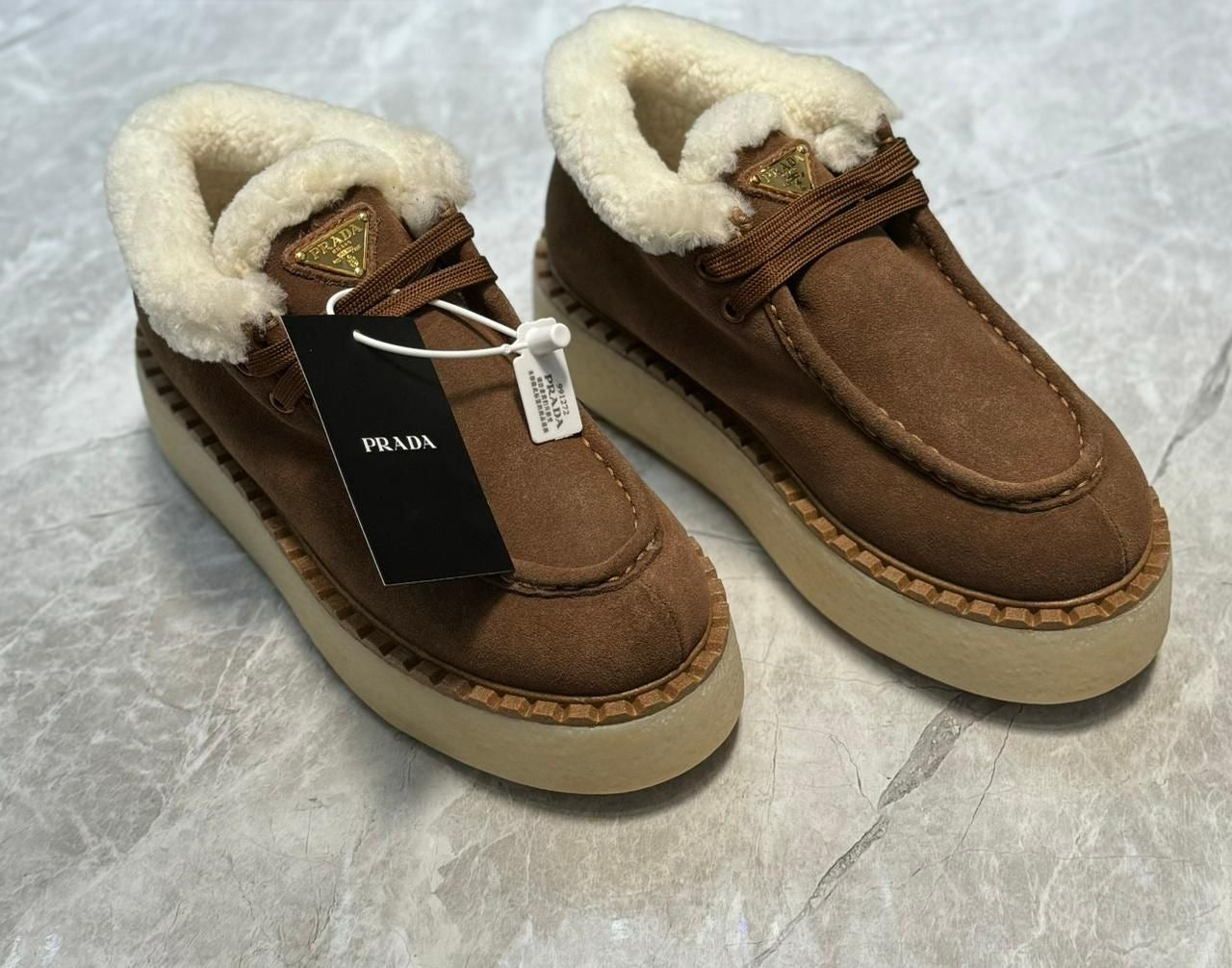Prada loafers with fur