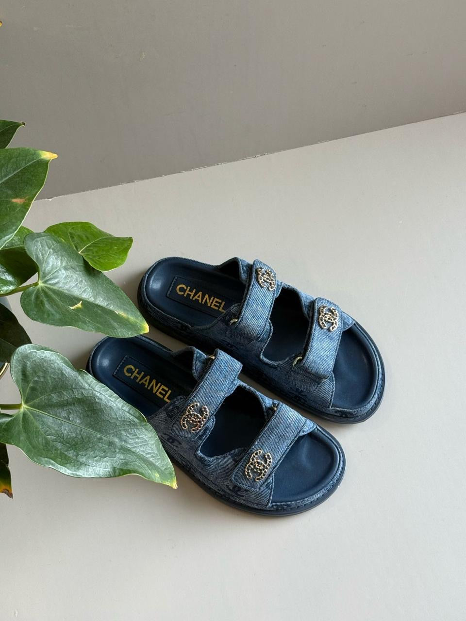 Chanel slippers & Chanel sandals. - blue denim