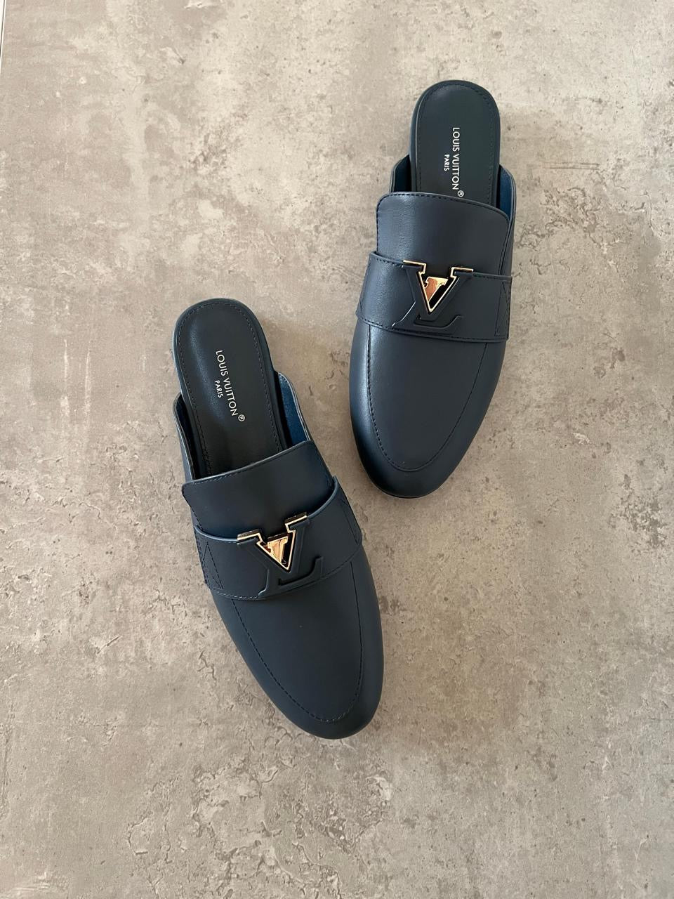 Lv mules navy blue