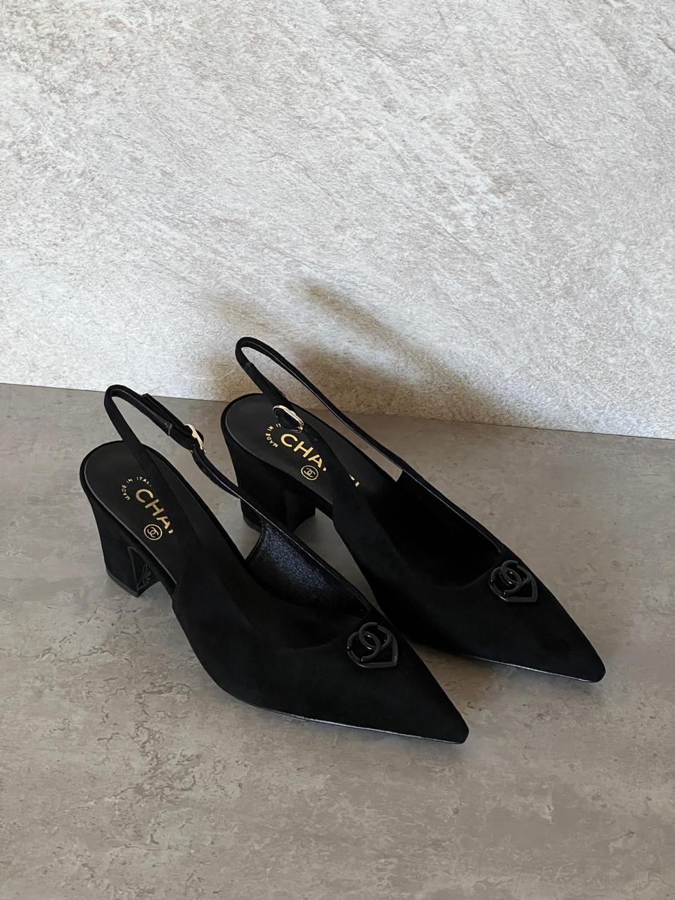 Chanel heels suede