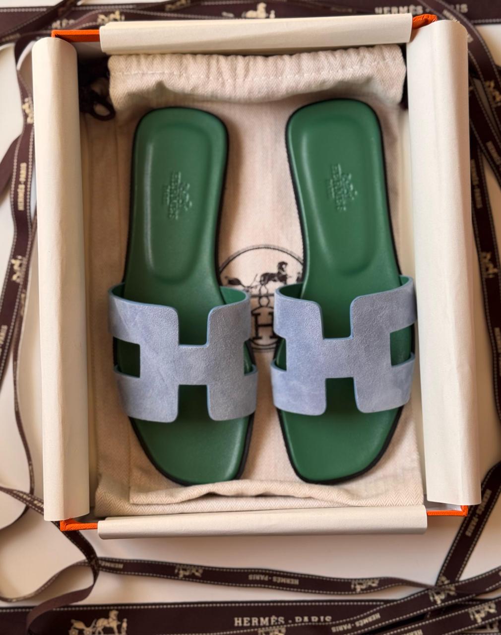 Hermes slippers suede