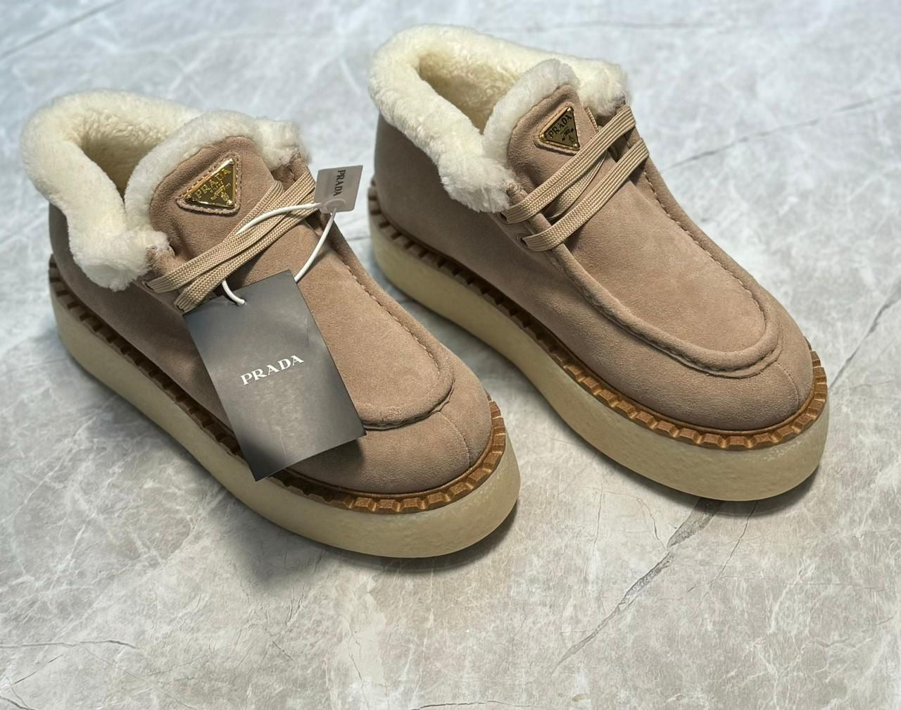 Prada loafers with fur