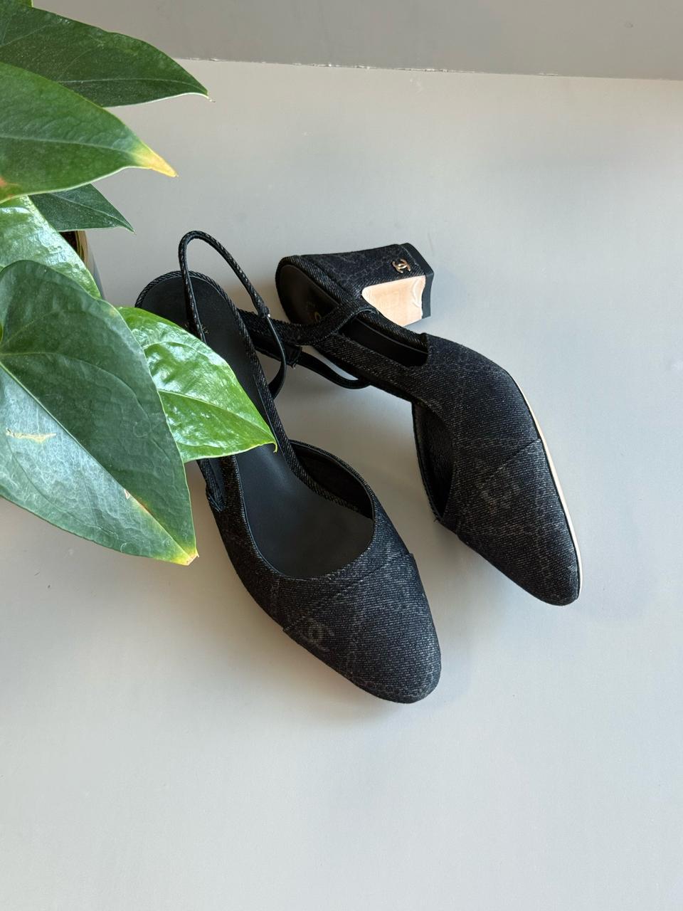Chanel heels denim
