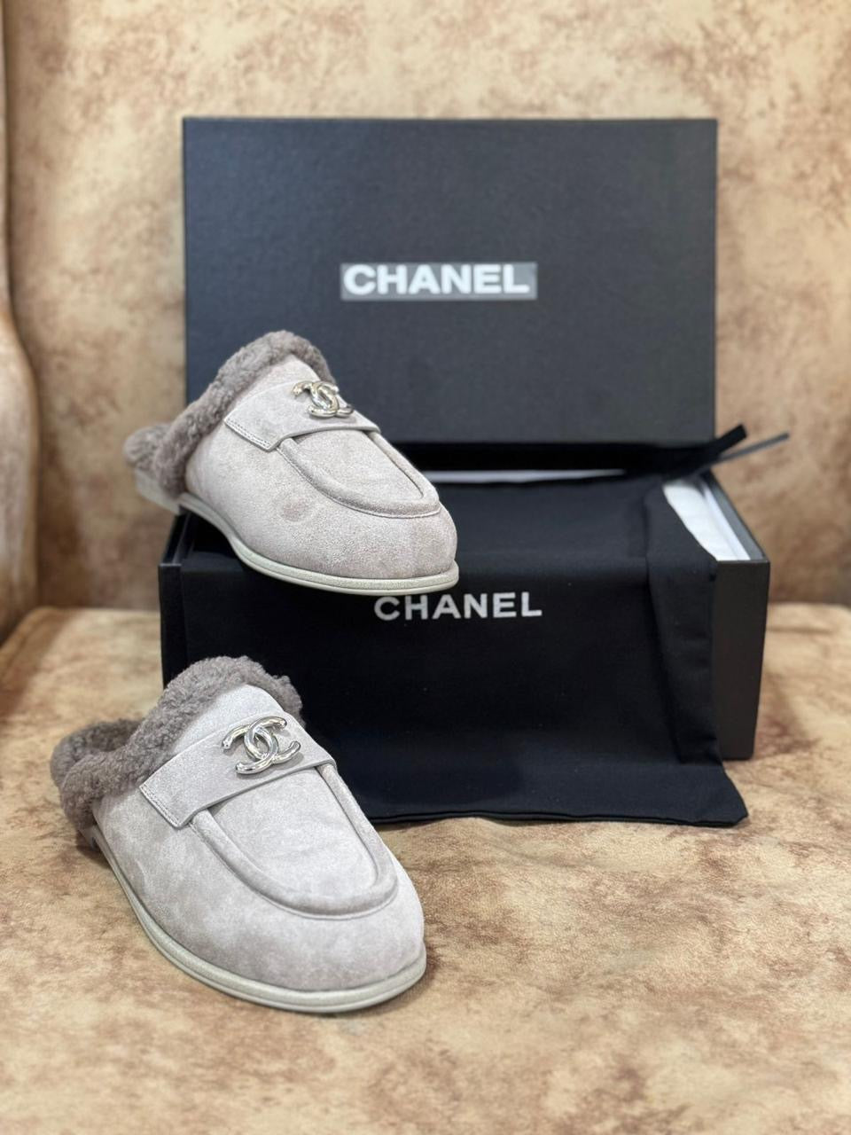 Chanel mules with fur