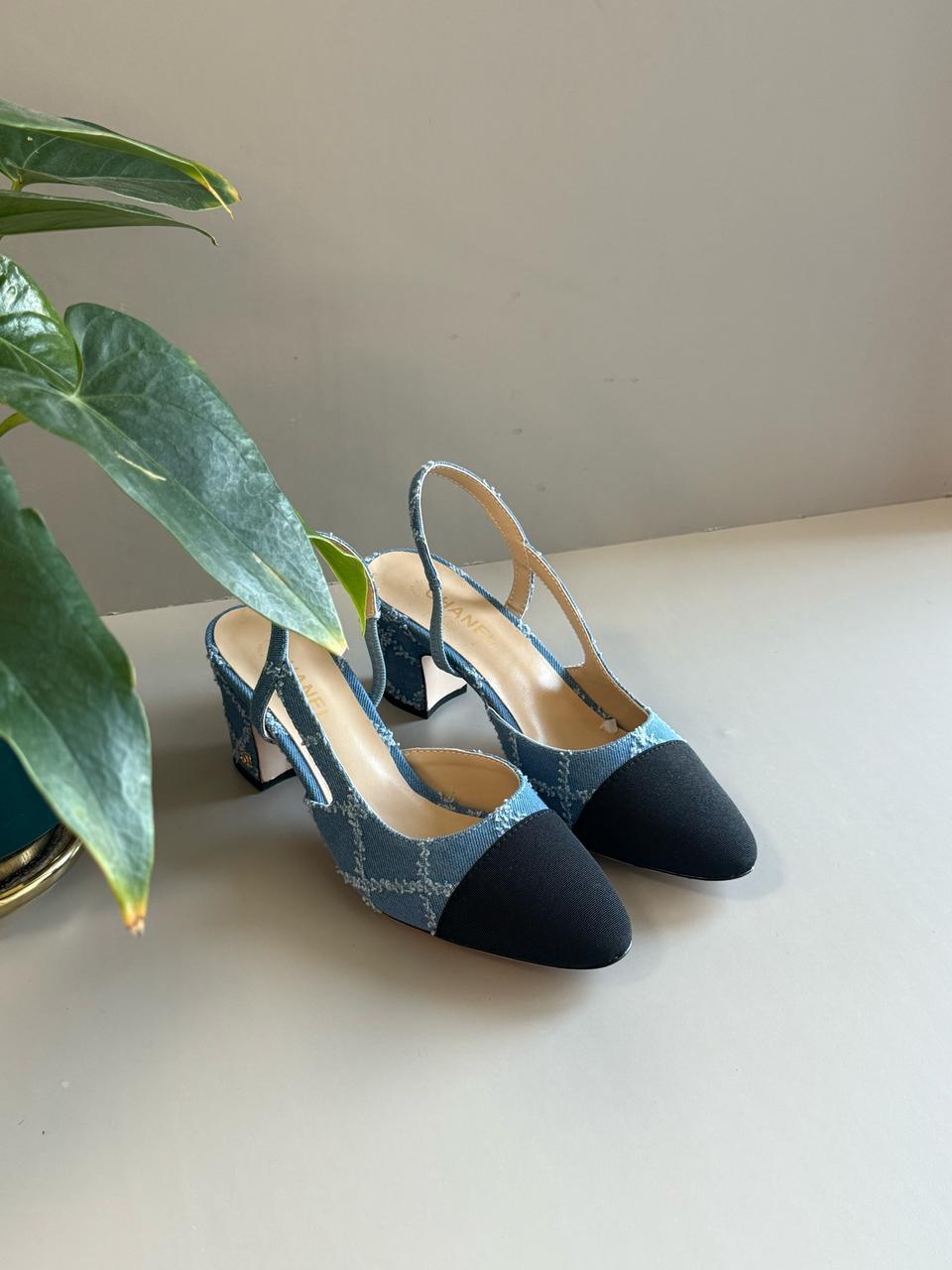Chanel heels denim