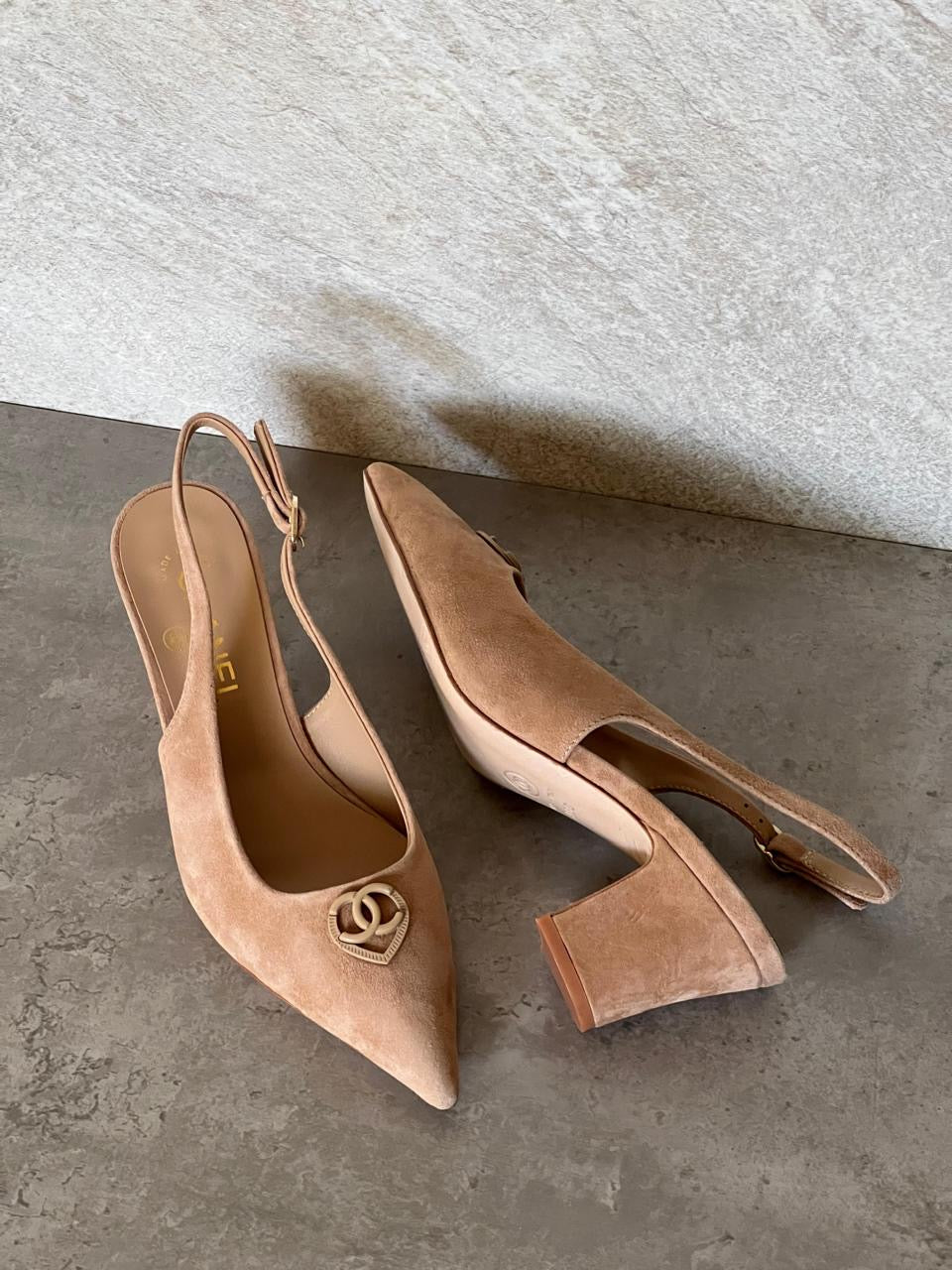 Chanel heels suede