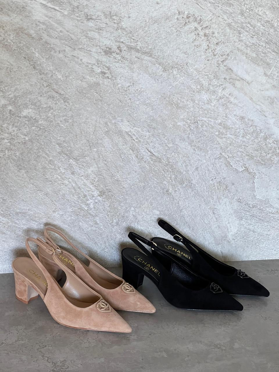 Chanel heels suede