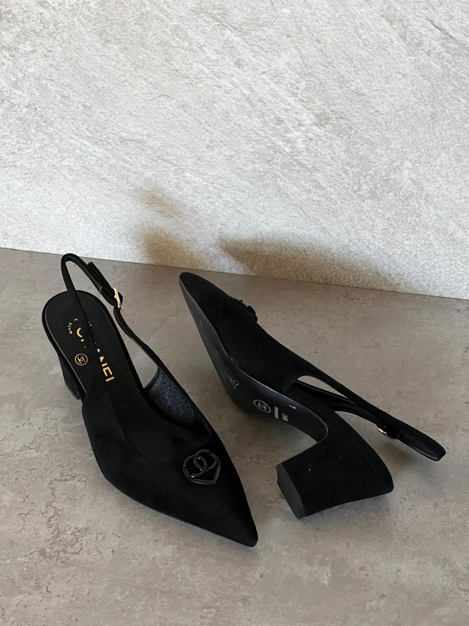 Chanel heels suede