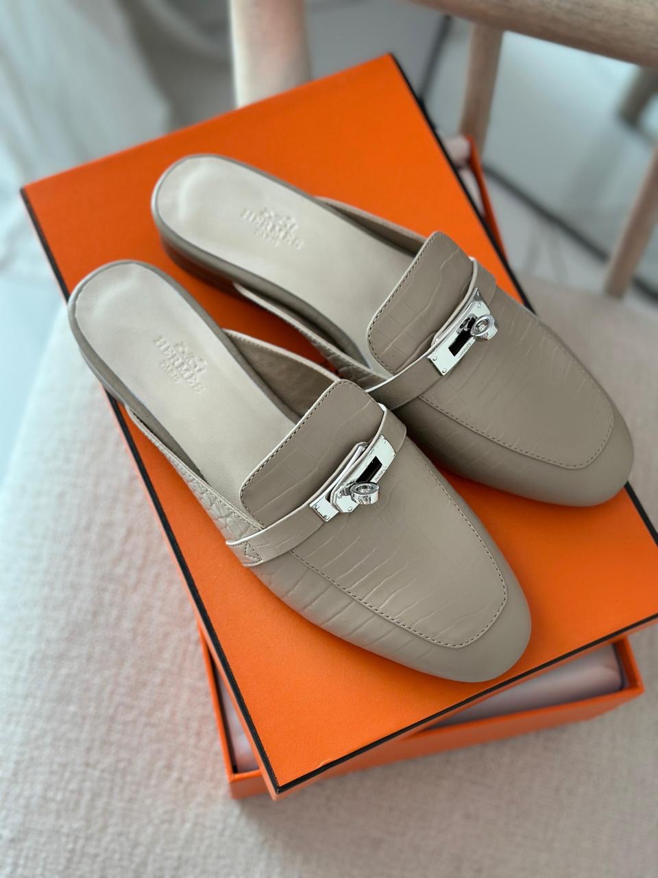 Hermes mules - crocodile