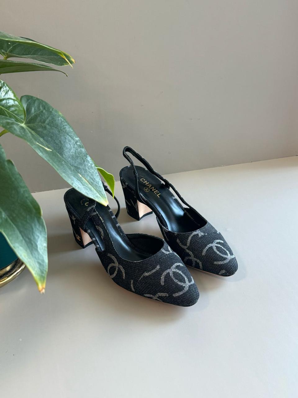 Chanel heels denim