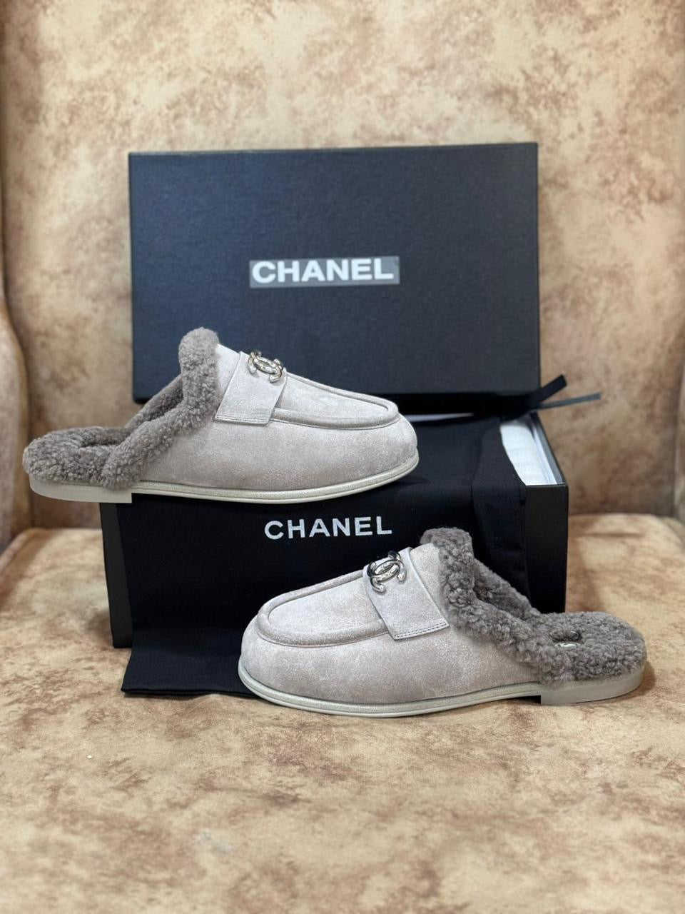 Chanel mules with fur
