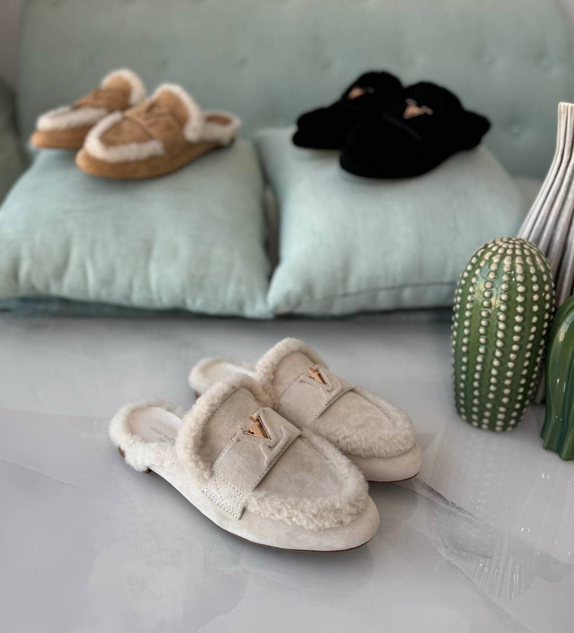 Lv mules with fur
