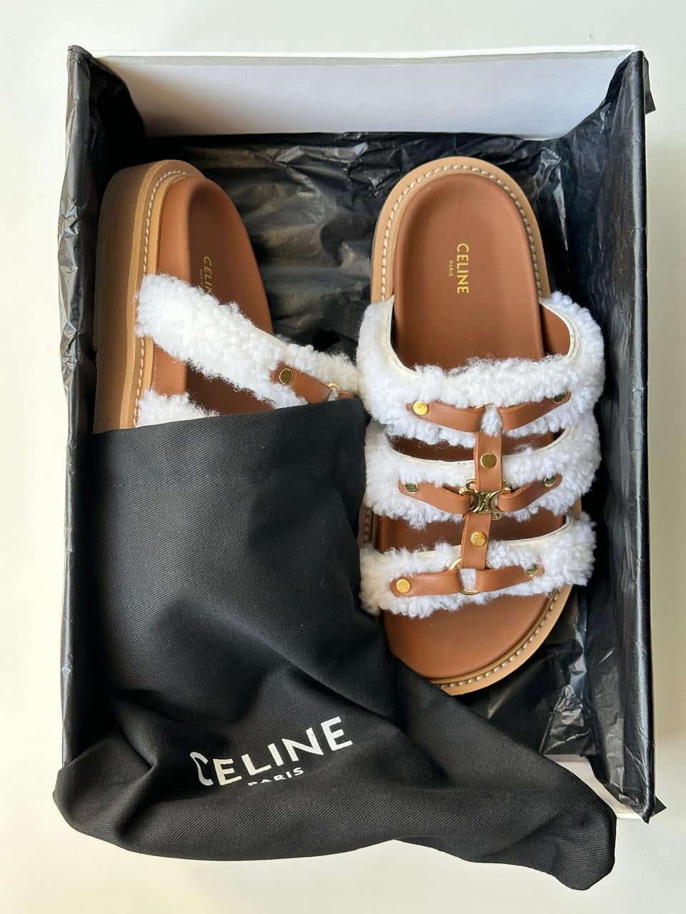 Celine slipper with fur