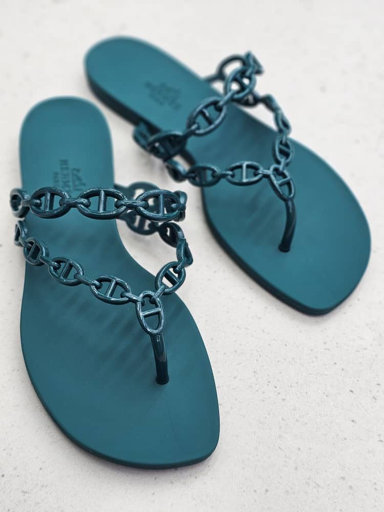 Hermes slippers - green