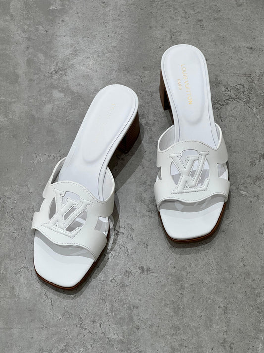 Lv sandals heels white
