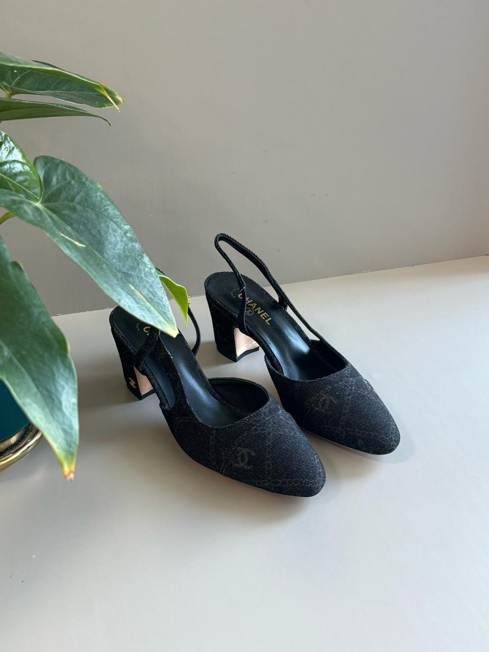 Chanel heels denim