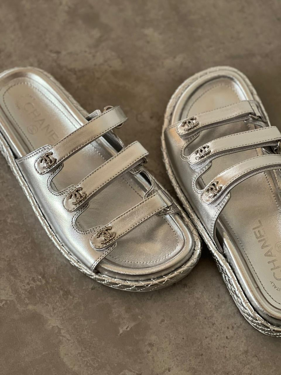 Chanel slippers - silver
