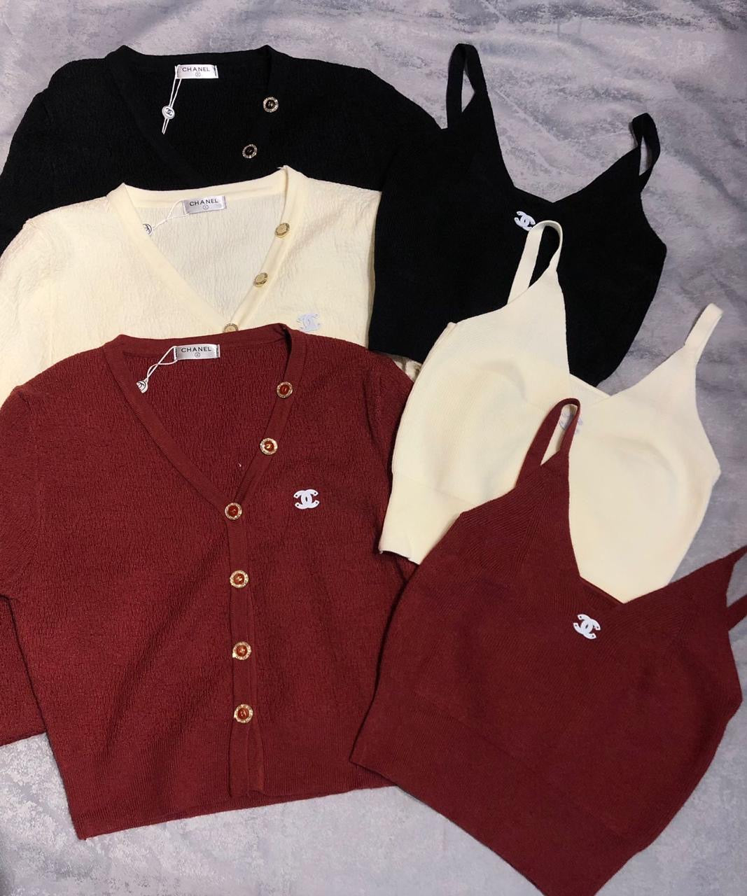 Chanel cardigan and top