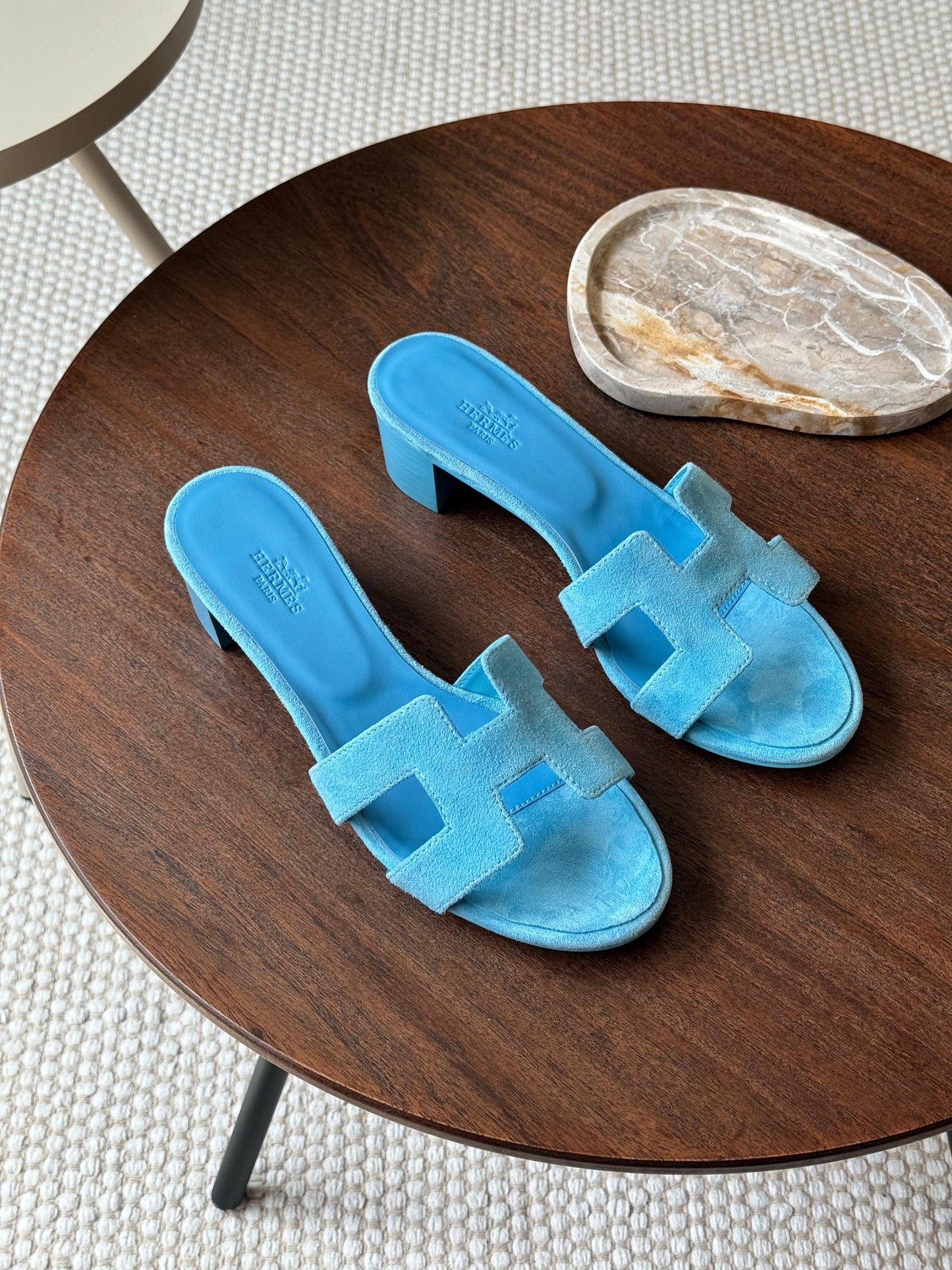 Hermes sandals heels - blue suede