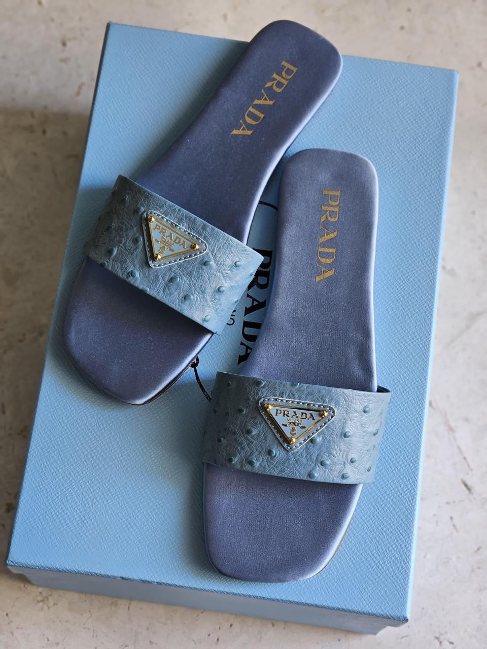 Prada slippers ostrich