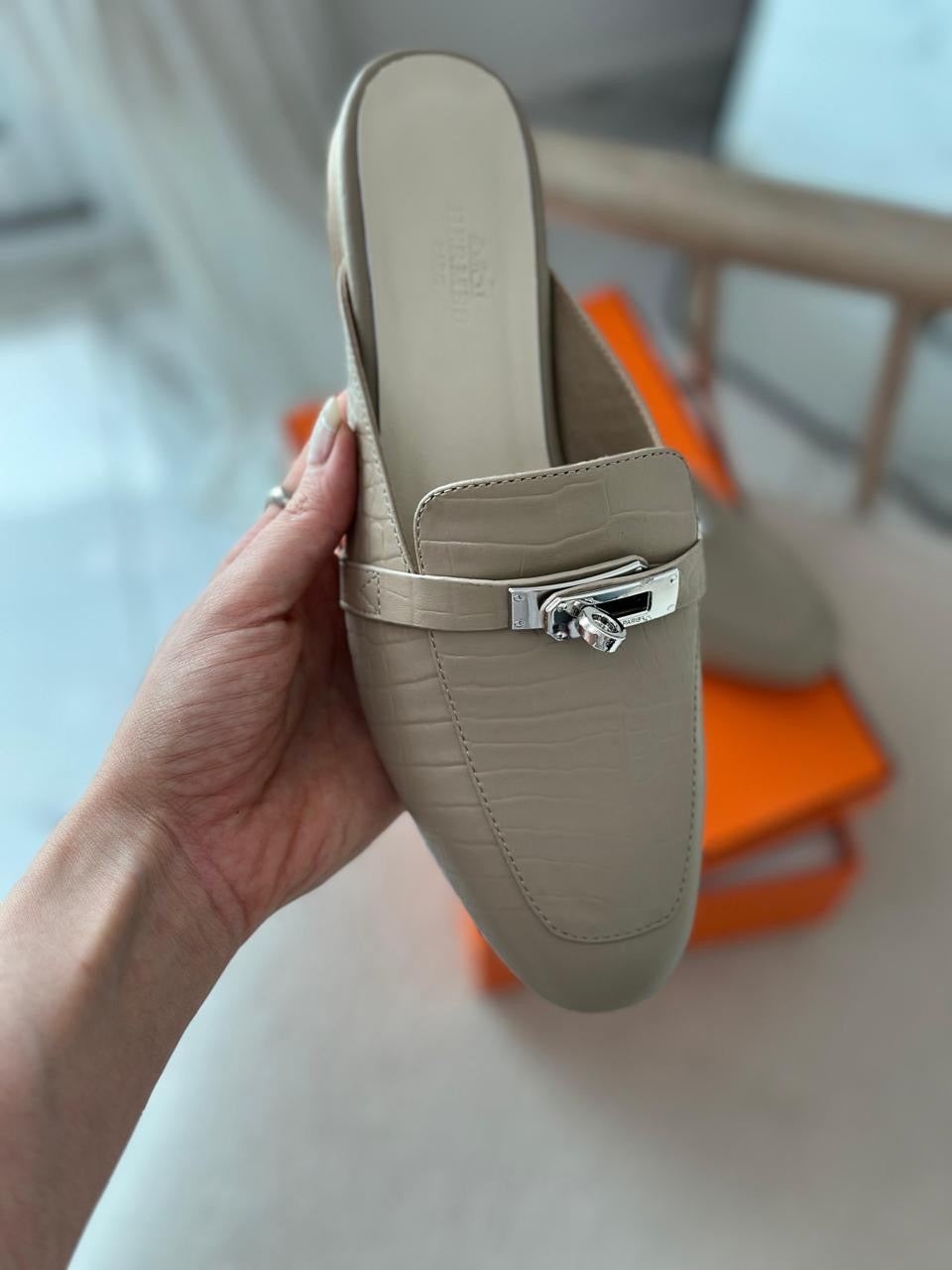 Hermes mules - crocodile