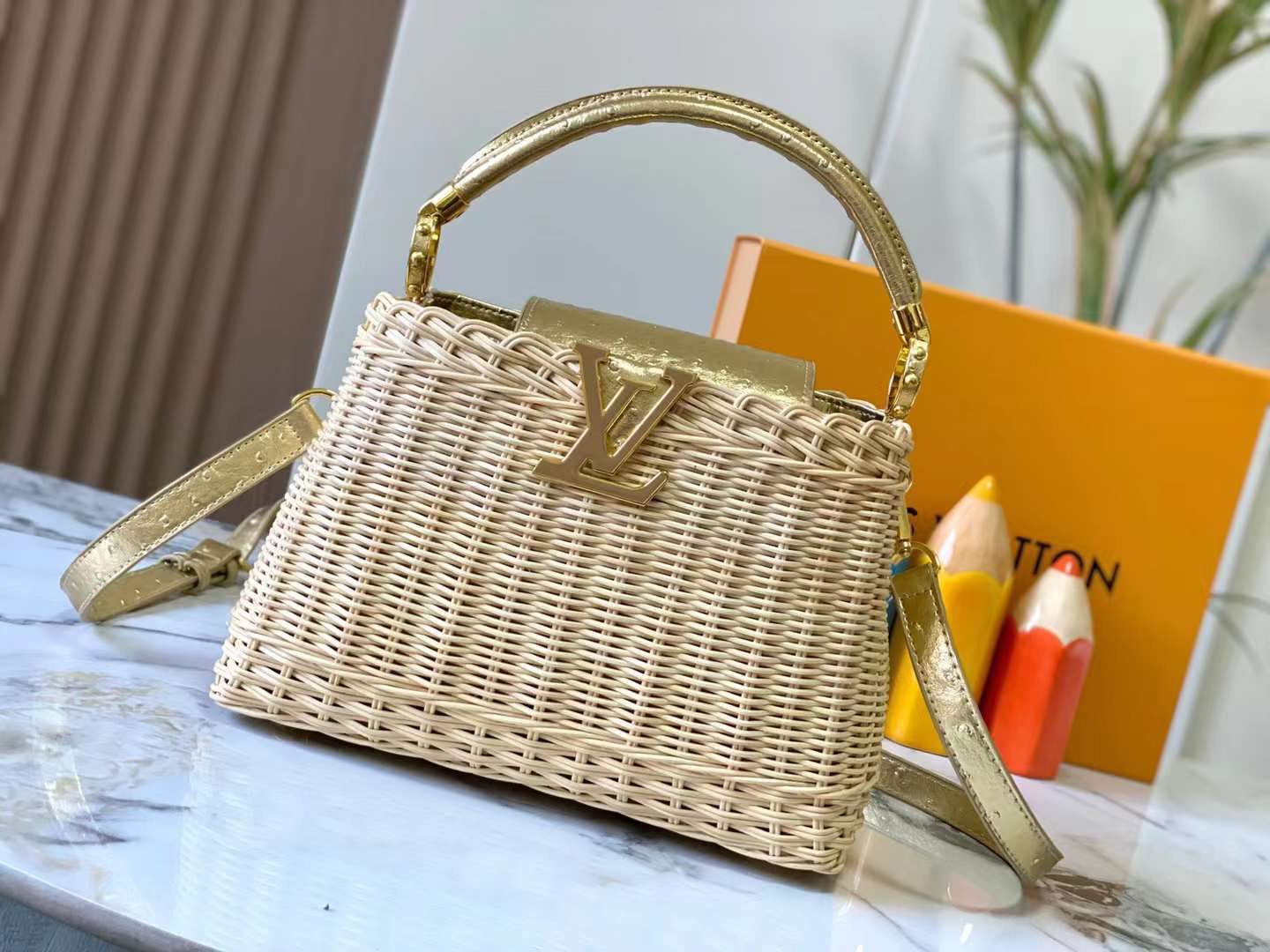 Lv bag straw bag