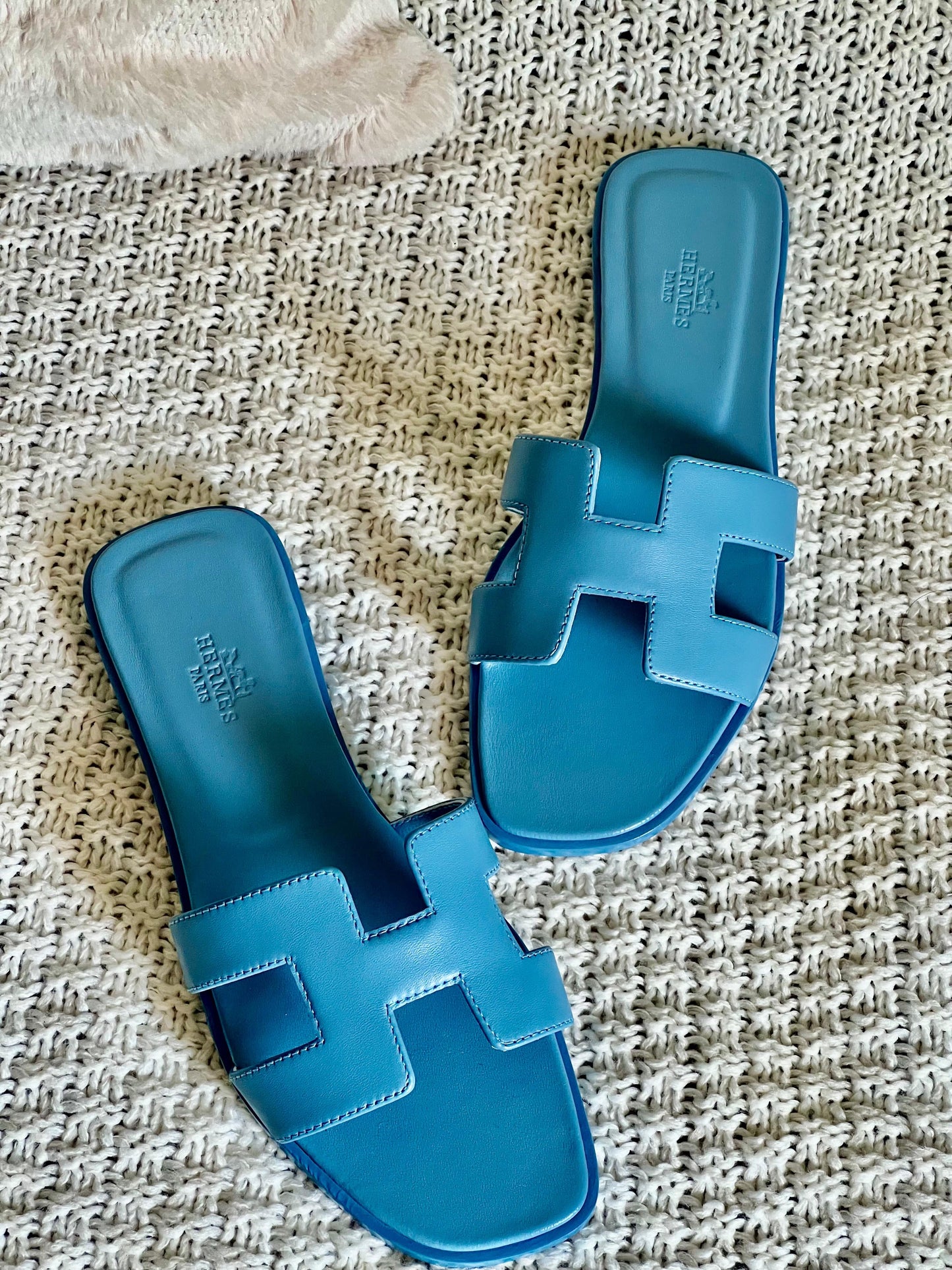 Hermes slippers blue