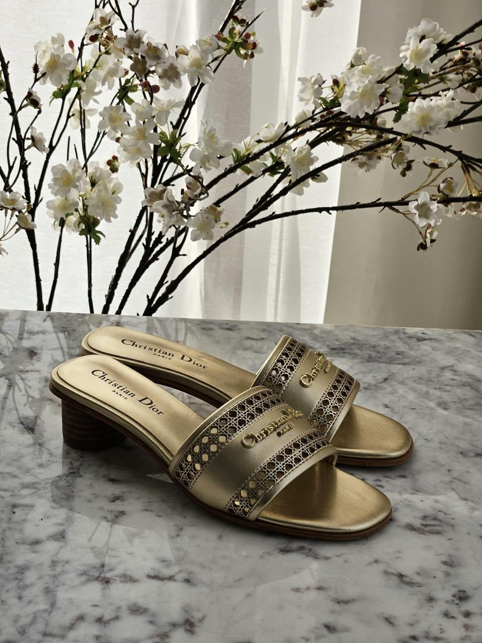 Dior sandals heels - gold