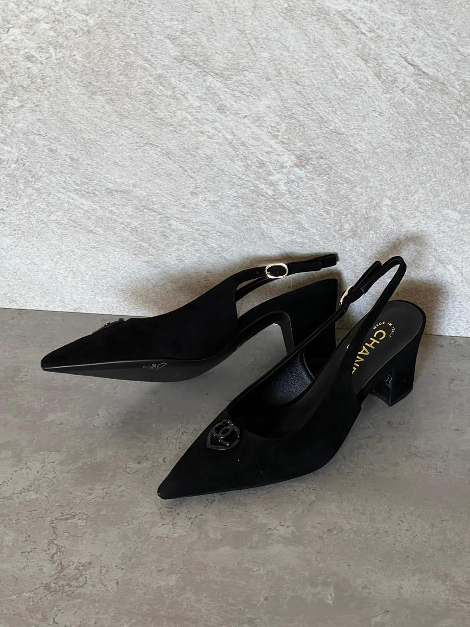 Chanel heels suede