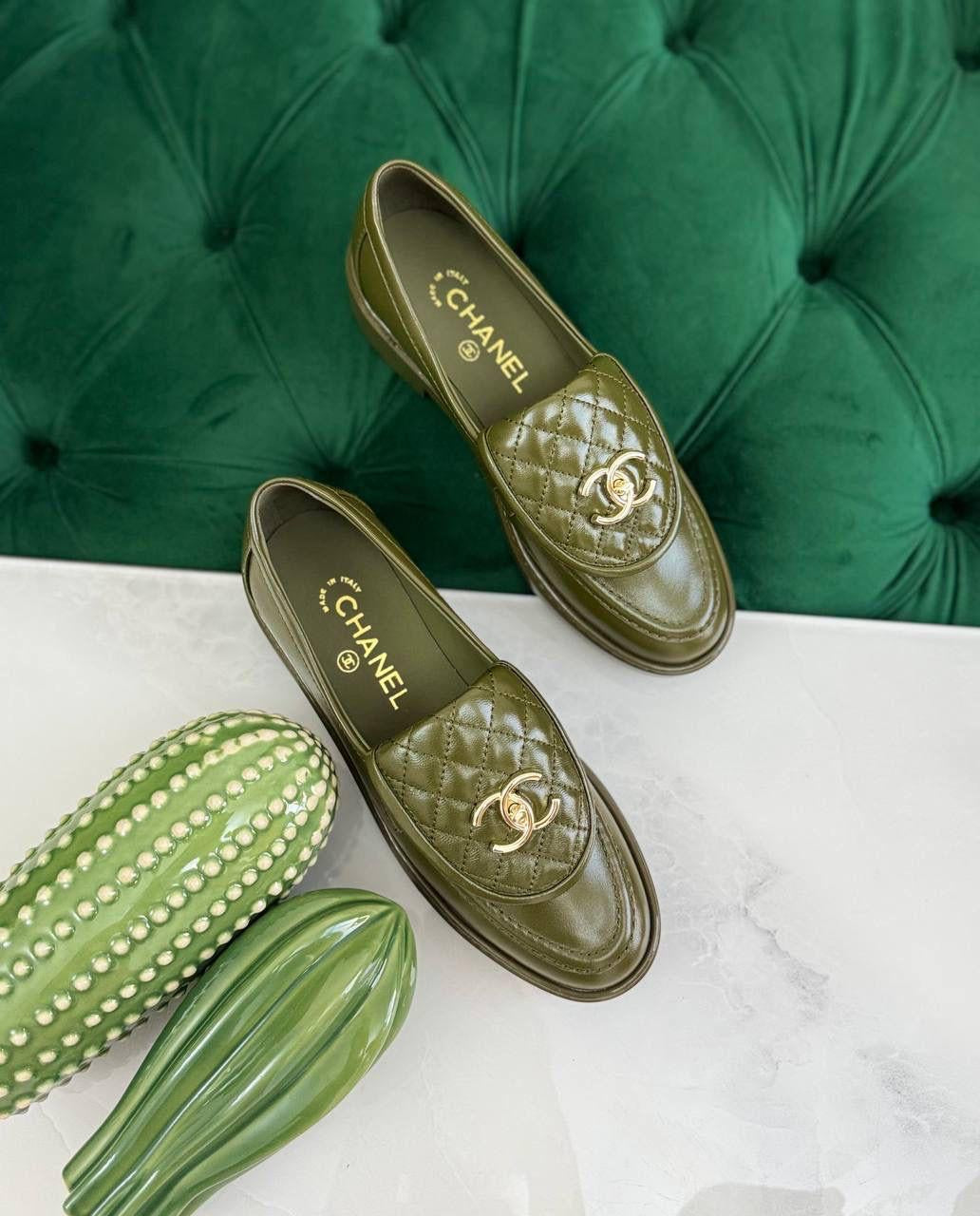 Chanel loafers green