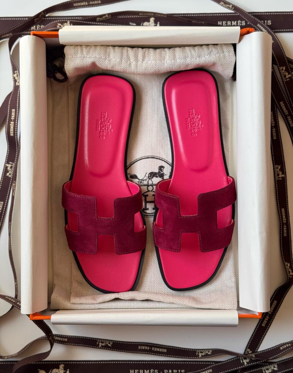 Hermes slippers suede