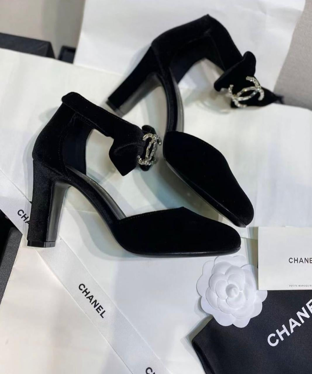 Chanel heels suede