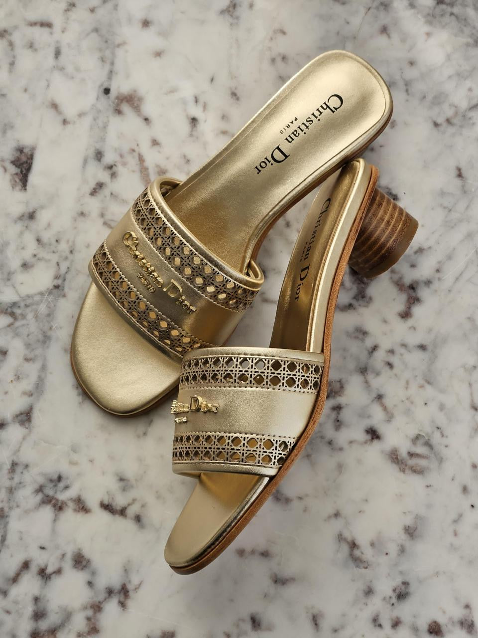 Dior sandals heels - gold