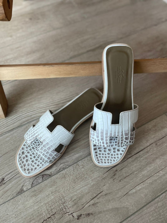Hermes slippers - crocodile