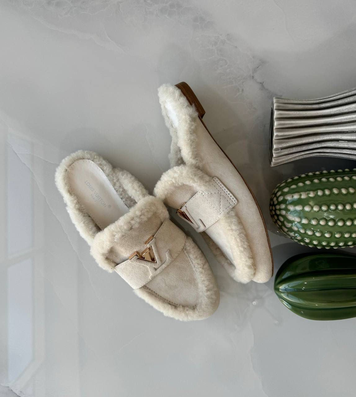 Lv mules with fur