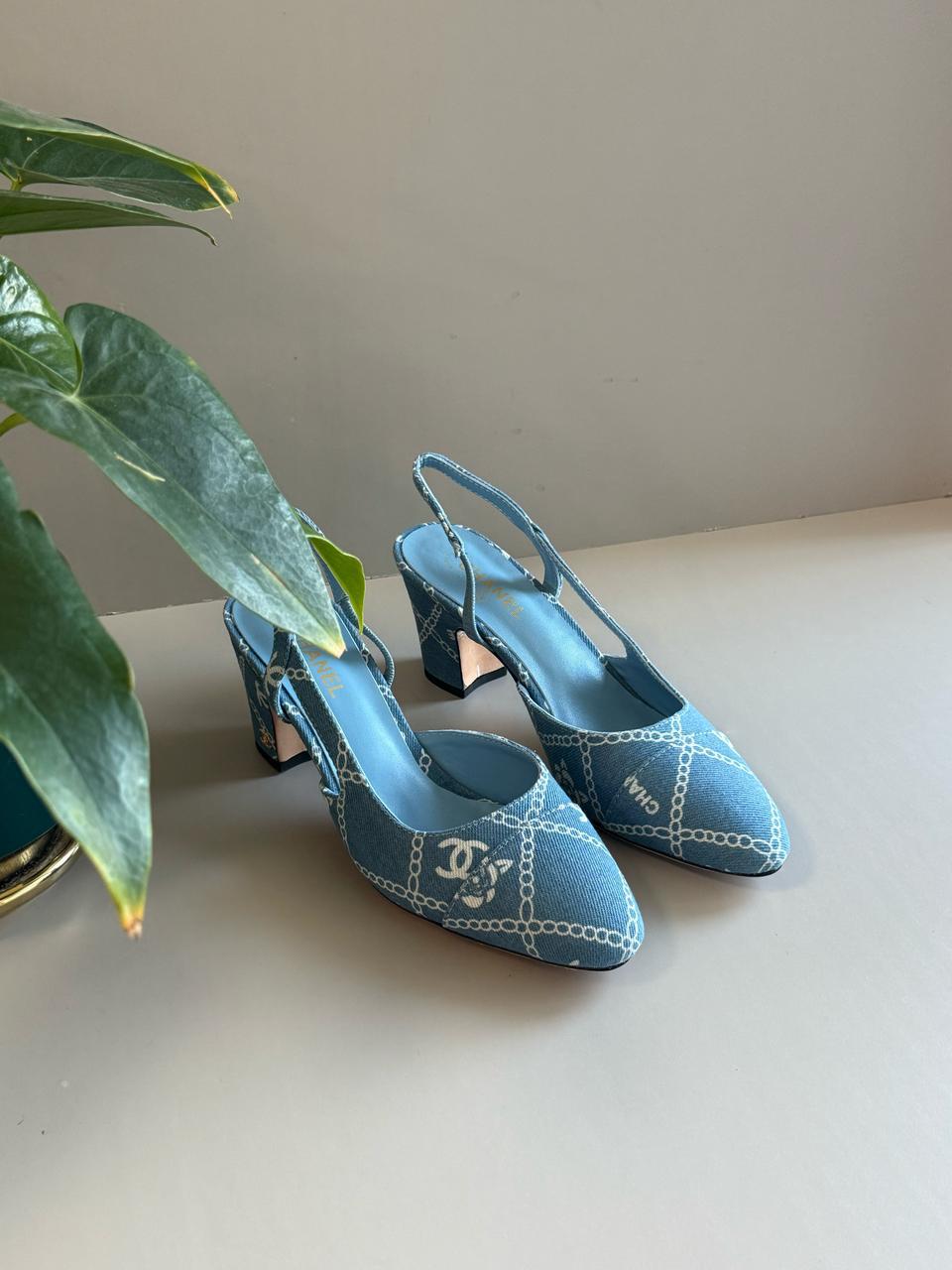 Chanel heels denim