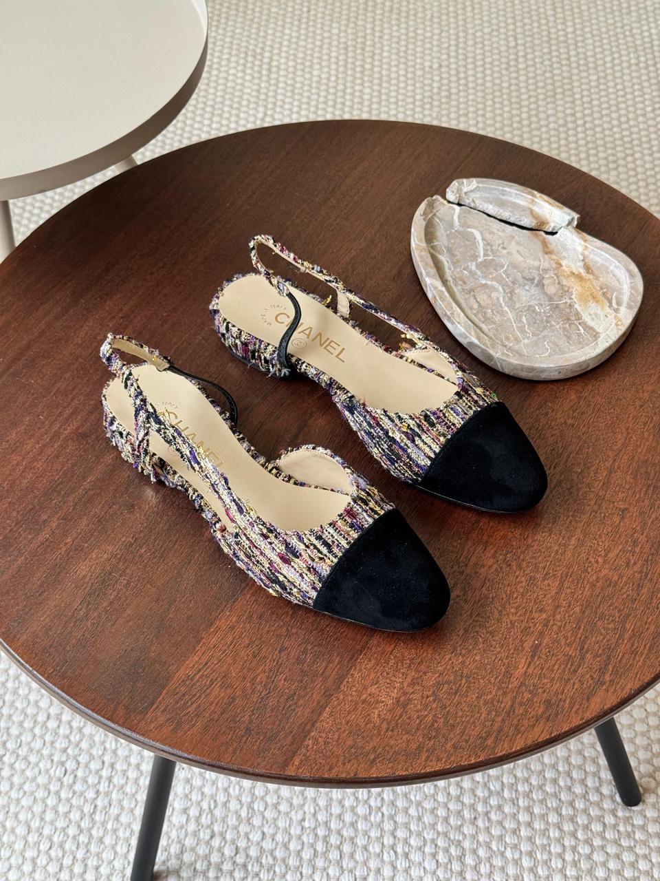 Chanel heels tweed