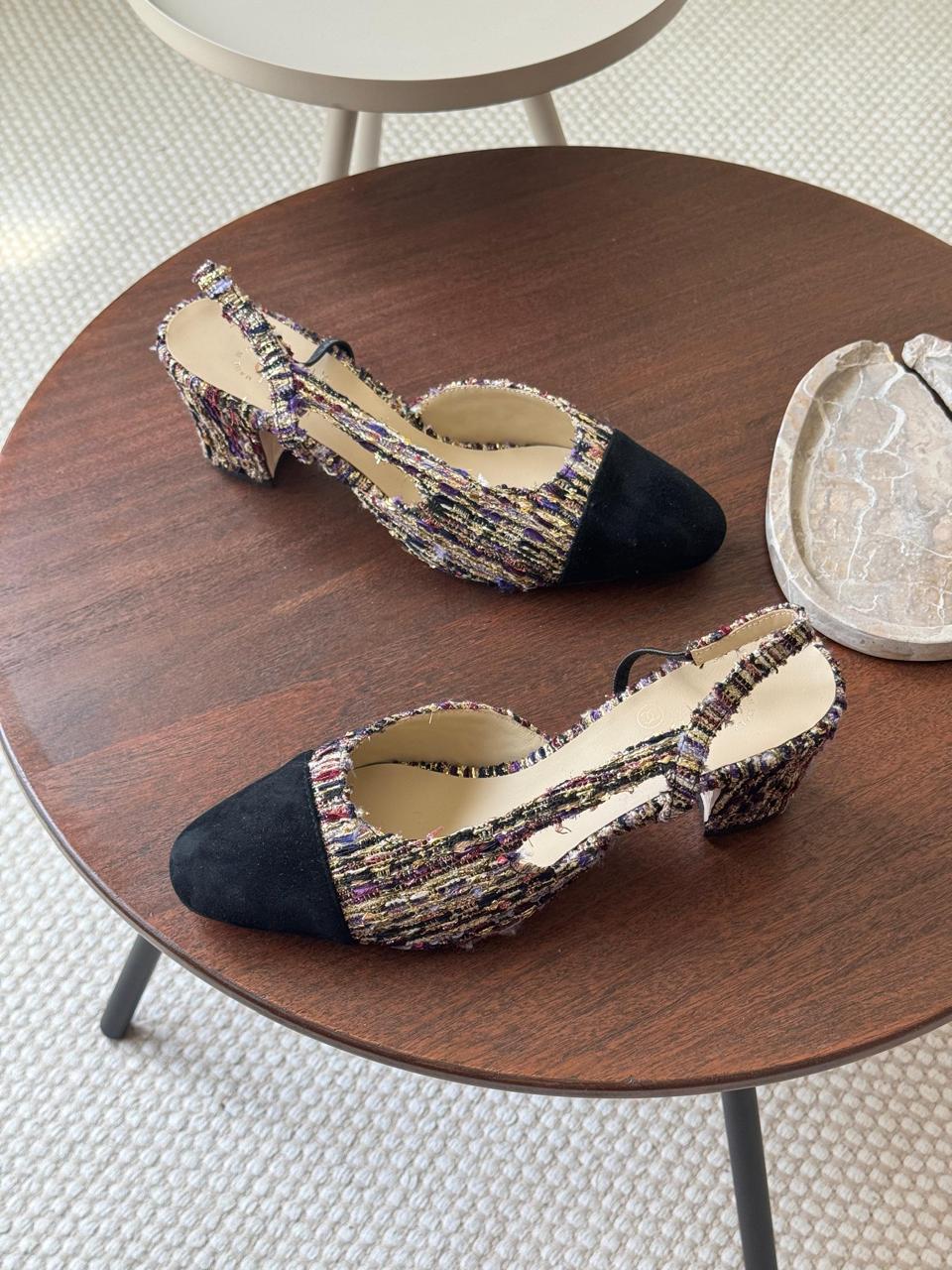 Chanel heels tweed