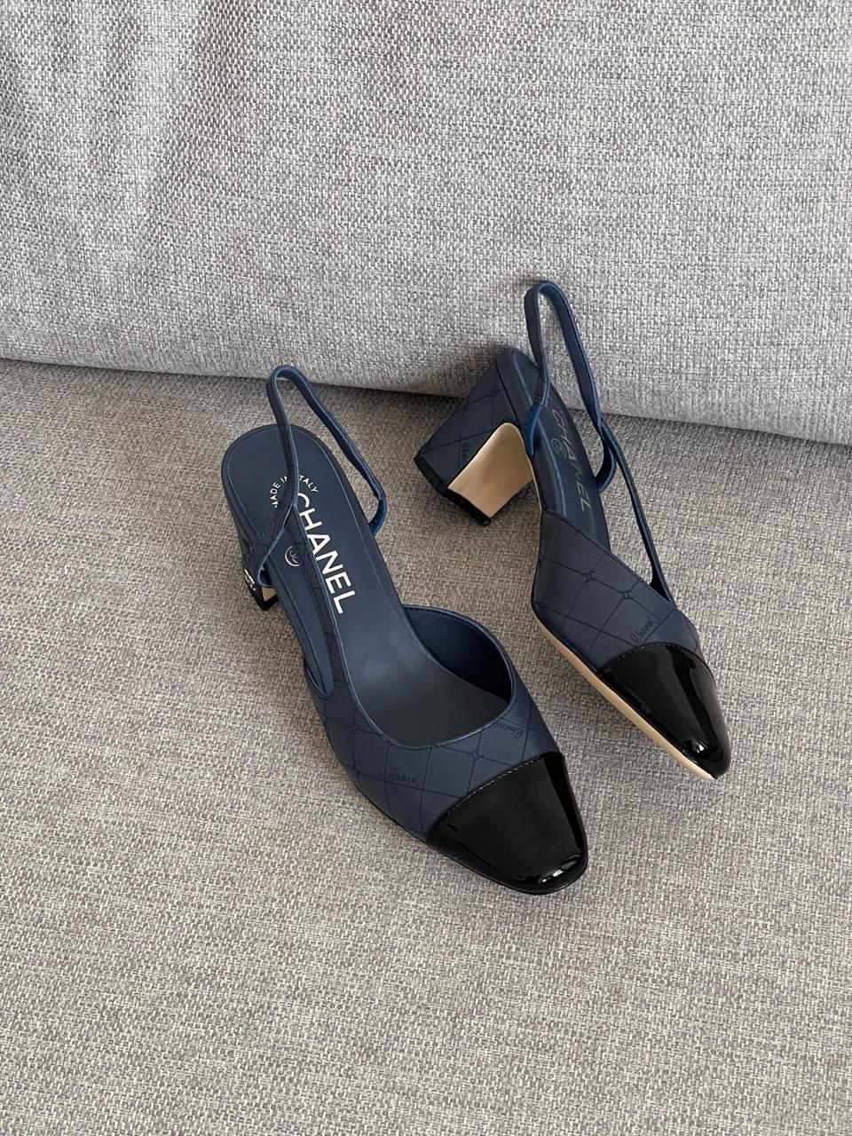 Chanel heels -navy blue