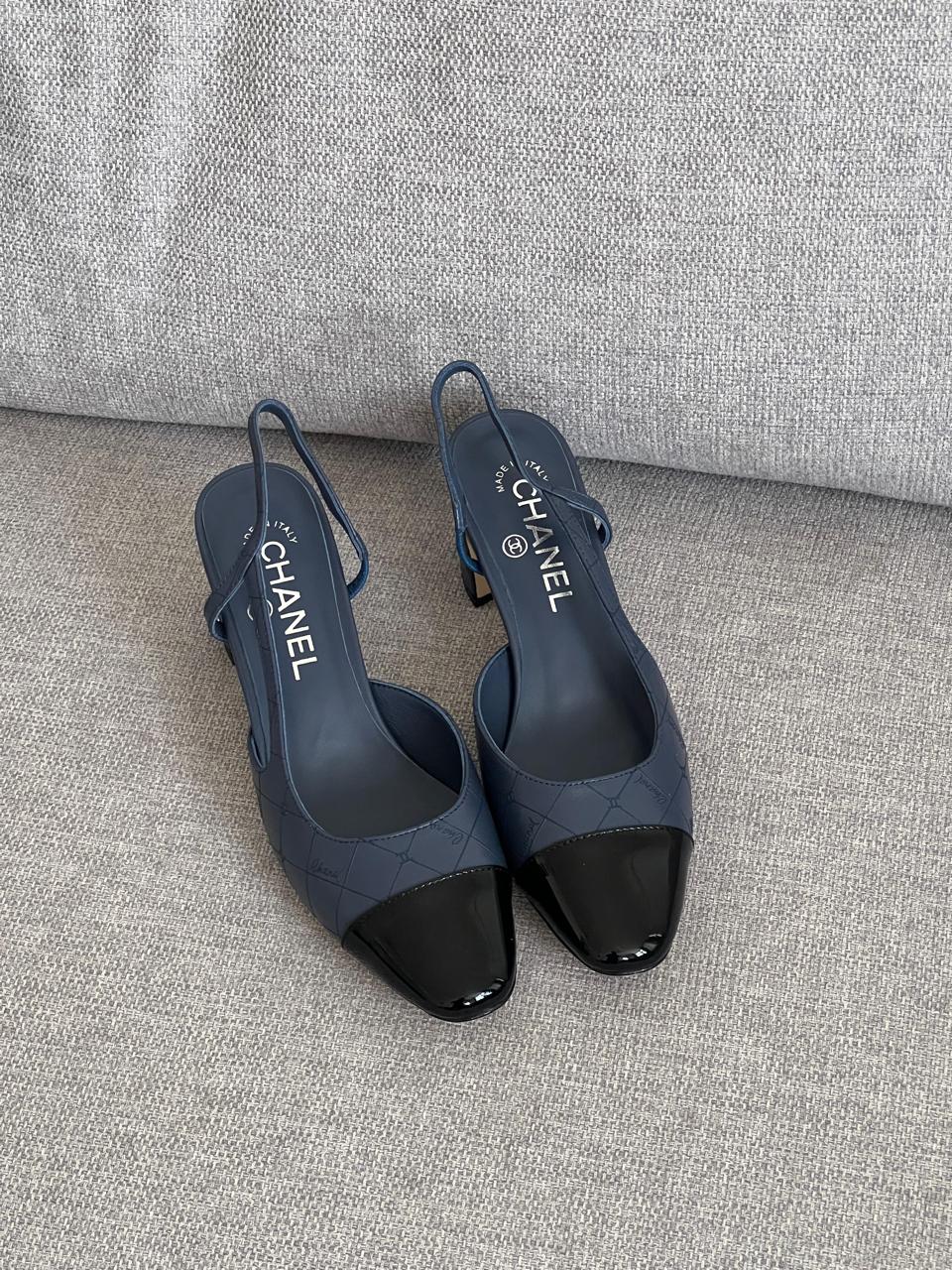 Chanel heels -navy blue