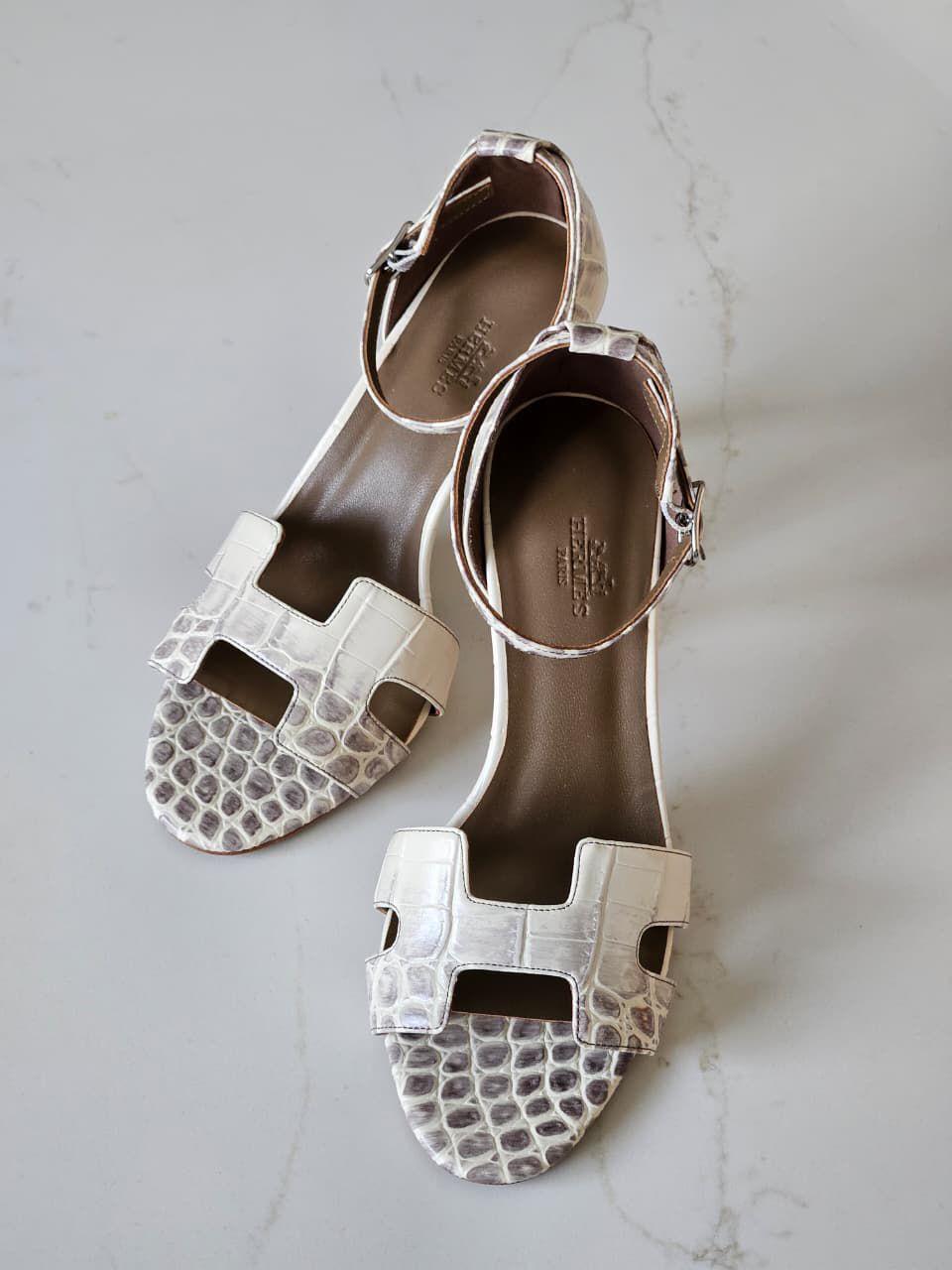 Hermes sandals heels crocodile